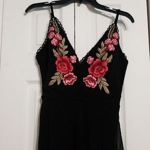 Rose embellished shorts dress